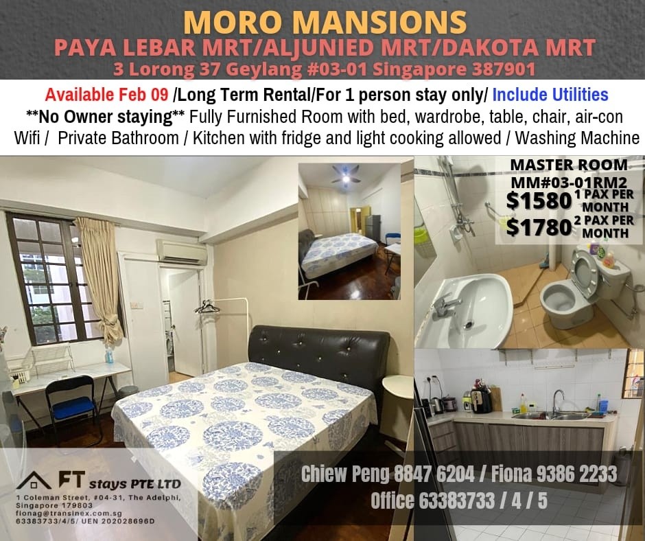 Near Paya Lebar MRT Aljunied MRT Dakota MRT Master Room Private