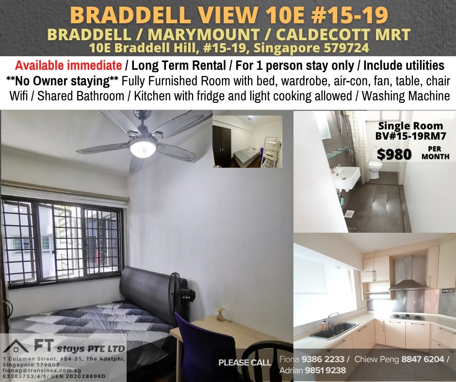 Room for Rent/BRADDELL / MARYMOUNT / CALDECOTT MRT/ For 1 pax/ Available Immediately - Braddell 布莱徳 - 整个住家 - Homates 新加坡