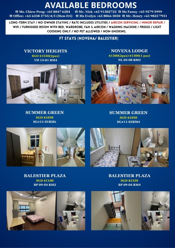 VICTORY HEIGHTS Middle Room /1 persons stay/No Owner Staying/Fully Furnished /WIFI/2 Shared Bathroom/allowed Light Cooking/ Balestier / Toa Payoh/Novena MRT/ Available on Immediately - Toa Payoh 大巴窯 - - Homates 新加坡