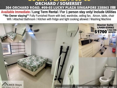 Room for rent / Wifi / No owner staying/ No Agent Fee / Light Cooking allowed/Somerset MRT, Orchard MRT / Available 5 Jan - 304 Orchard Road