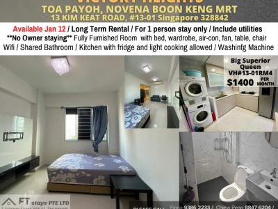 Room For Rent - Toa Payoh, Boon Keng MRT/ Common room / 1 pax stay / Available﻿ Jan 12 - 13 Kim Keat Lane