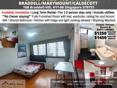 Toa Payoh room for rent/Caldecott, Braddell MRT/Common Room/1-2 pax/Available Immediate - 10B Braddell Hill