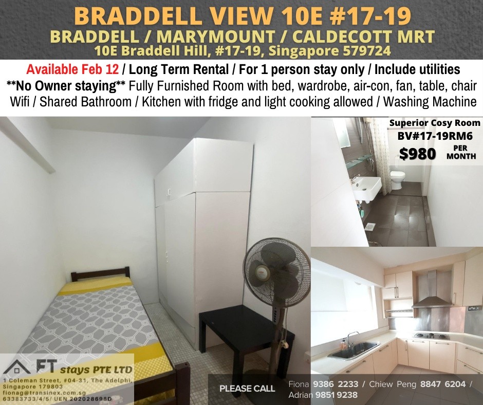 Room for rent / Braddell, Marymount, Caldecott MRT / Common room / 1 pax stay / Available﻿ FEB 12 - Toa Payoh 大巴窯 - 分租房間 - Homates 新加坡
