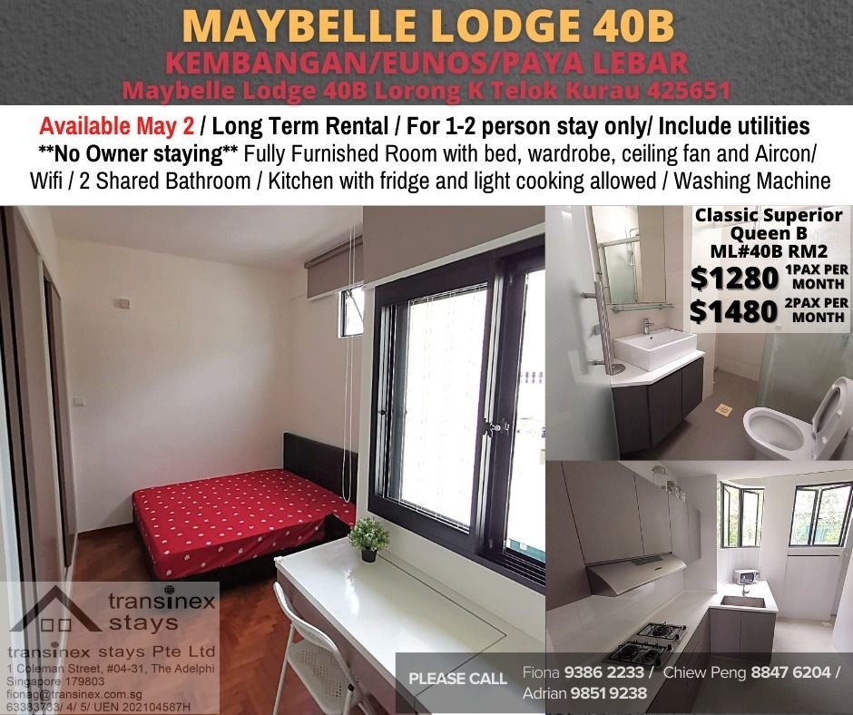 Available﻿ May 2 - Common Room/Include Utilities/Wifi/Aircon/No Agent Fee/Light Cooking Allowed/Washing Machine - Eunos 友諾士 - 分租房間 - Homates 新加坡