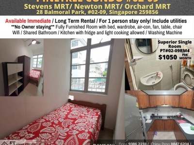 Room for rent / Orchard, Stevens / Common room / 1pax stay / Available immediate - 29 Balmoral Park, #02-09, Singapore 259856  