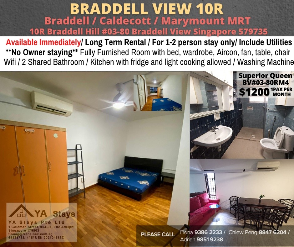 Available﻿ Immediate - Common Room/Include Utilities/Wifi/Aircon/No Agent Fee/Light Cooking Allowed/Washing Machine - Braddell 布萊徳 - 分租房間 - Homates 新加坡