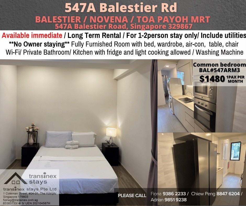 Available﻿ Immediately - Master Room/Include Utilities/W ifi/Aircon/No Agent Fee/Light Cooking Allowed/Washing Machine - Toa Payoh 大巴窯 - 分租房間 - Homates 新加坡
