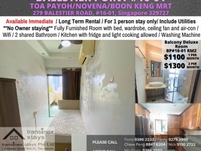 Room for Rent/ Available Immediate/Include Utilities/Wifi/Aircon/No Agent Fee/Light Cooking Allowed/Washing Machine - 279 BALESTIER ROAD, #16-01, Singapore 329727 