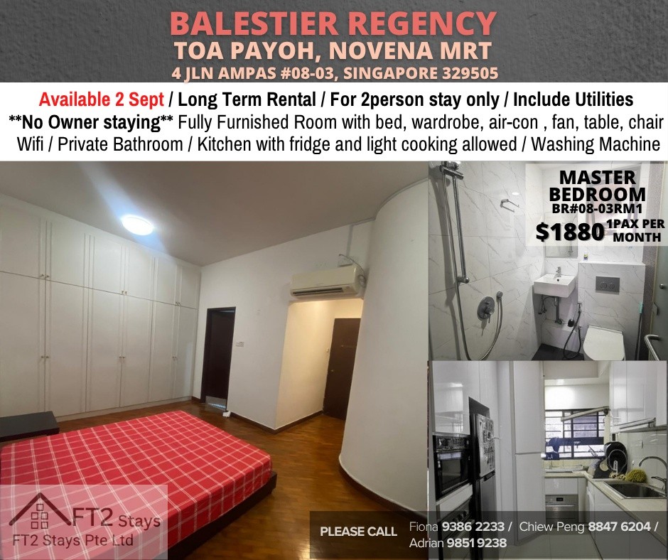 Room for rent / TOA PAYOH, NOVENA MRT / Master room / 1pax stay / Available Sept 2 - Toa Payoh 大巴窯 - 分租房間 - Homates 新加坡